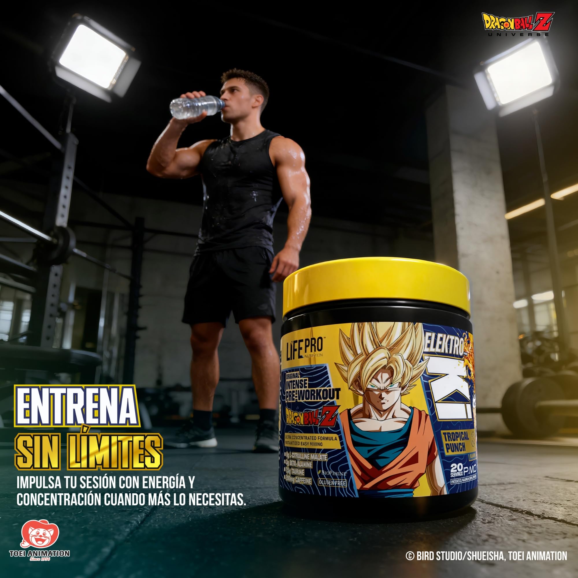 Life Pro Elektro Ki Dragon Ball Z Limited Edition 400g - Potente Preentreno Inspirado en Dragon Ball Z, Aumenta tu Rendimiento y Supera tus Limites como un Guerrero Legendario (400g, TROPICAL PUNCH)
