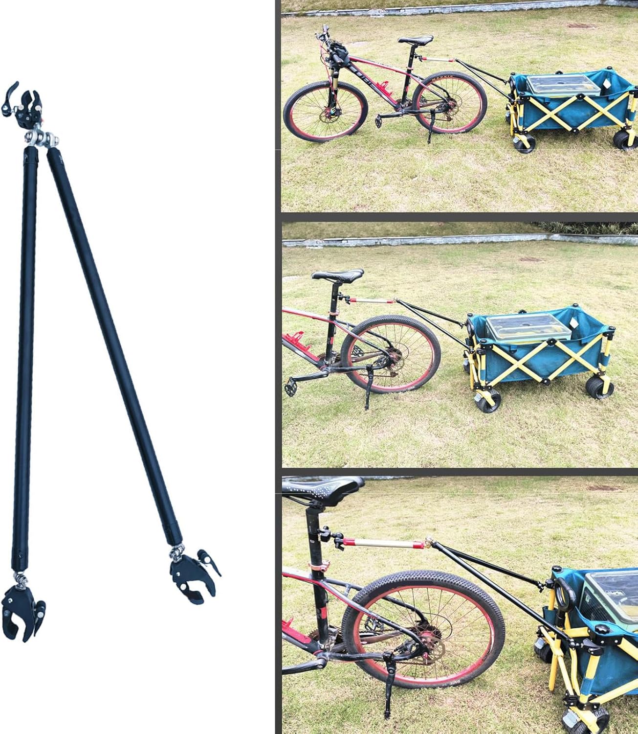 Portables Folded Bike Trailer Tow Rod Universals Bike Trailer Connectors for Cart and Camping Hauling