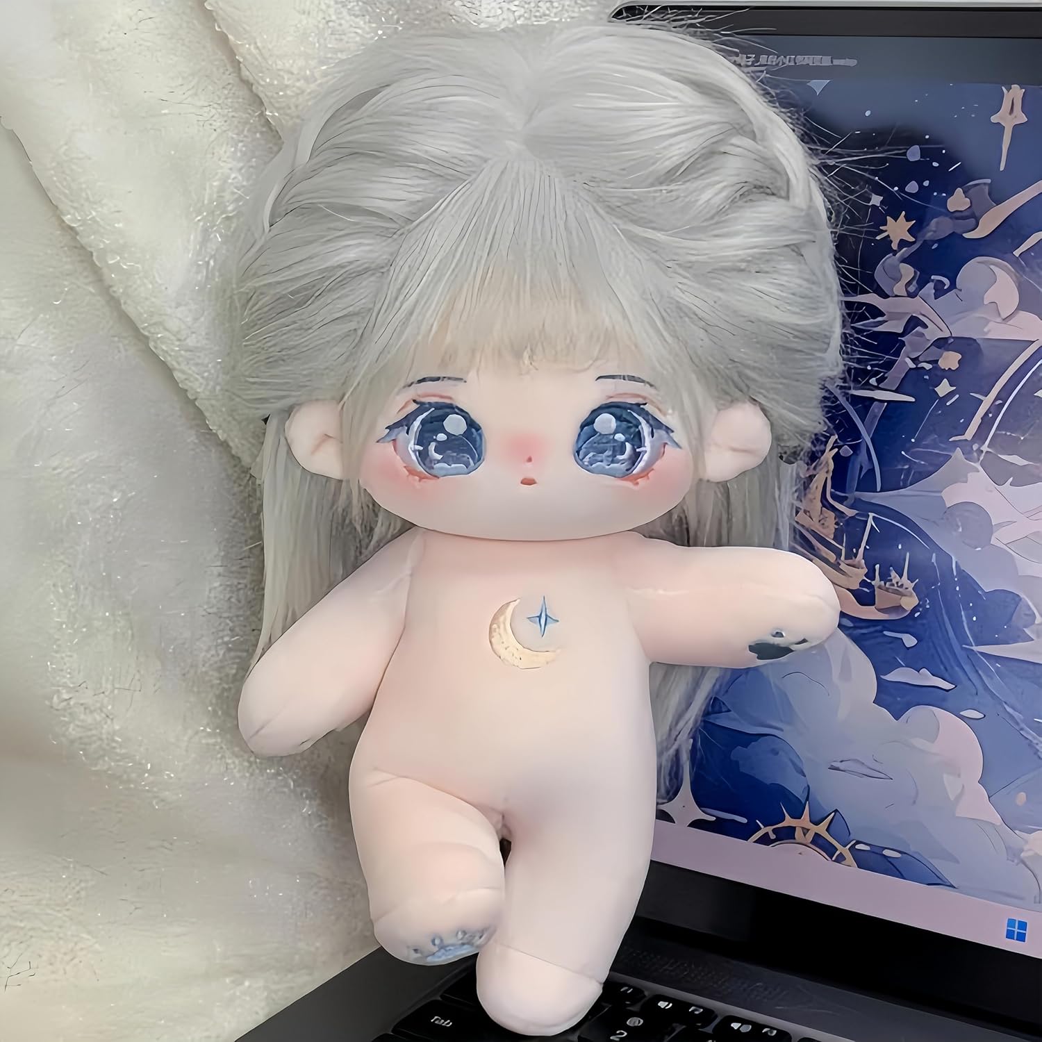 20cm Plush Doll Toy. Anime Cotton Dolls with Skeleton, Soft Stuffed Dress Up Doll，Birthday Gift (l)