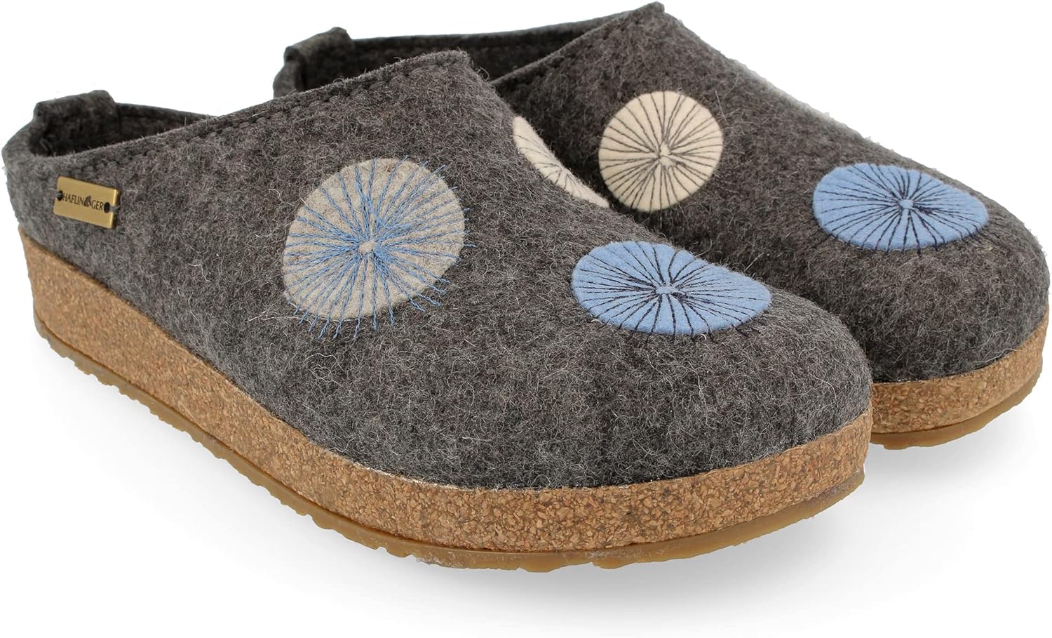 Haflinger Pantoffels voor dames Grizzly Radius 751008, grootte:41, kleur:Grijs