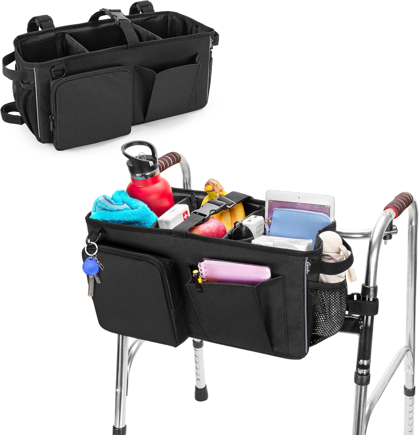 SAMDEW Walker Accessories Bag, Basket to Hang on Medical Walker for