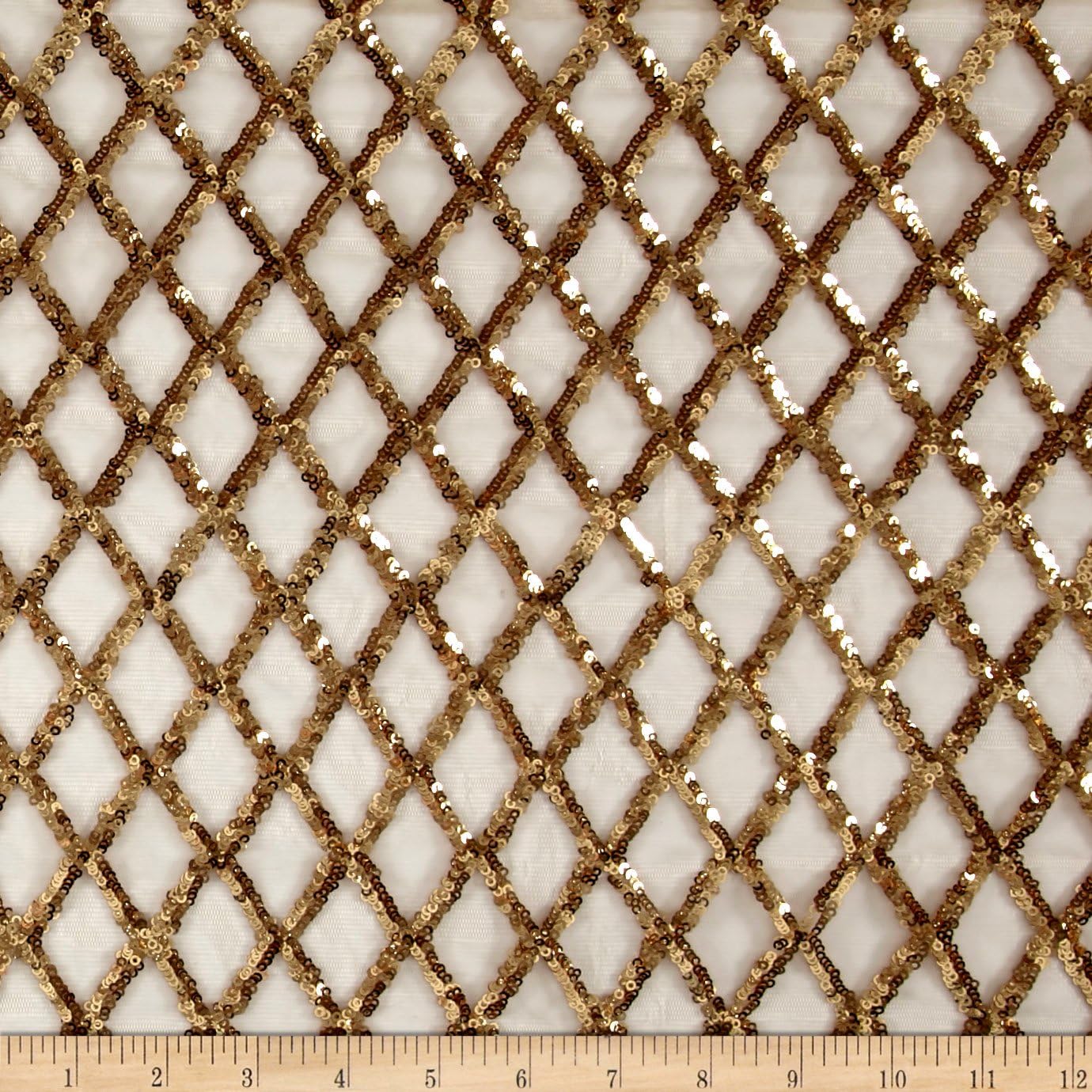 Luxury Sequin Glitz Mesh Gold, Fabric by the Yard