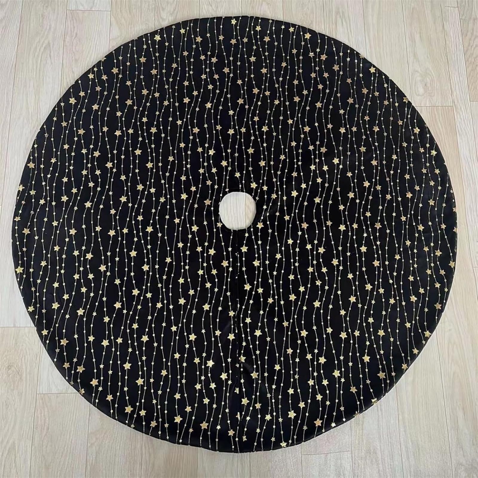 Tappeto Per Albero Di Natale Gonna Per Albero Di Natale Morbido Tappetino Per Albero Di Natale Con Motivo A Stella Dorata Per La Decorazione Delle Feste Gonna Per Albero Di Natale(Black,30 inches)