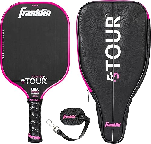Franklin Sports Pro Pickleball - Juego de paletas de fibra de carbono FS Tour Series, cubierta + borrador, 0.551 in + 0.630 in