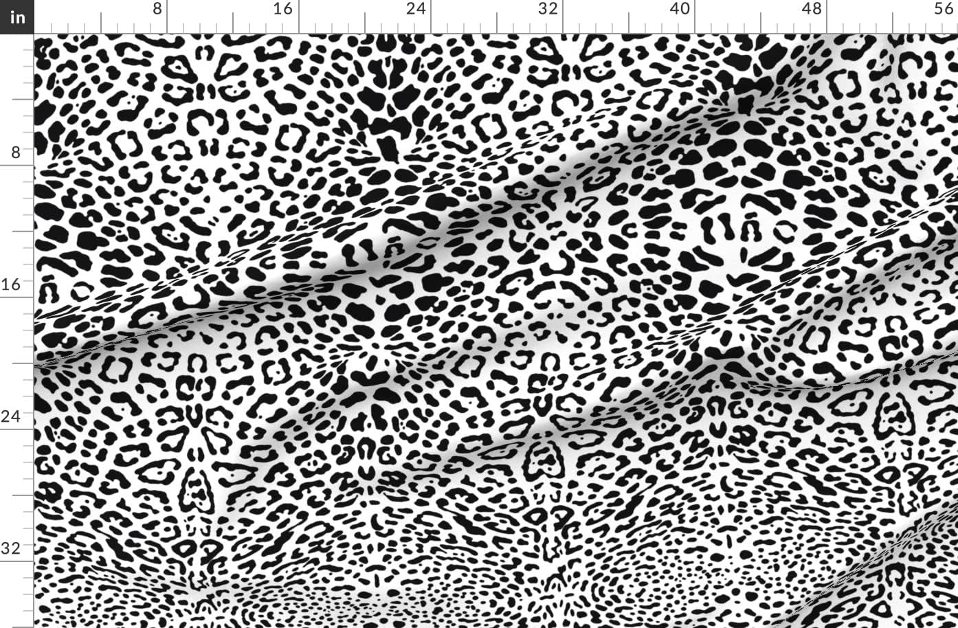 Spoonflower Fabric - Leopard Black White Cheetah Animal Print Spots Punk Printed on Organic Cotton Sateen Fabric by The Yard - Sewing Quilting Apparel Home Decor