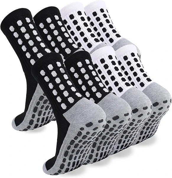 ZXOLDZX 2/4/6 Pairs Men's Soccer Socks Grip Pads Non Slip Football Baseball Soccer Socks for Men Women