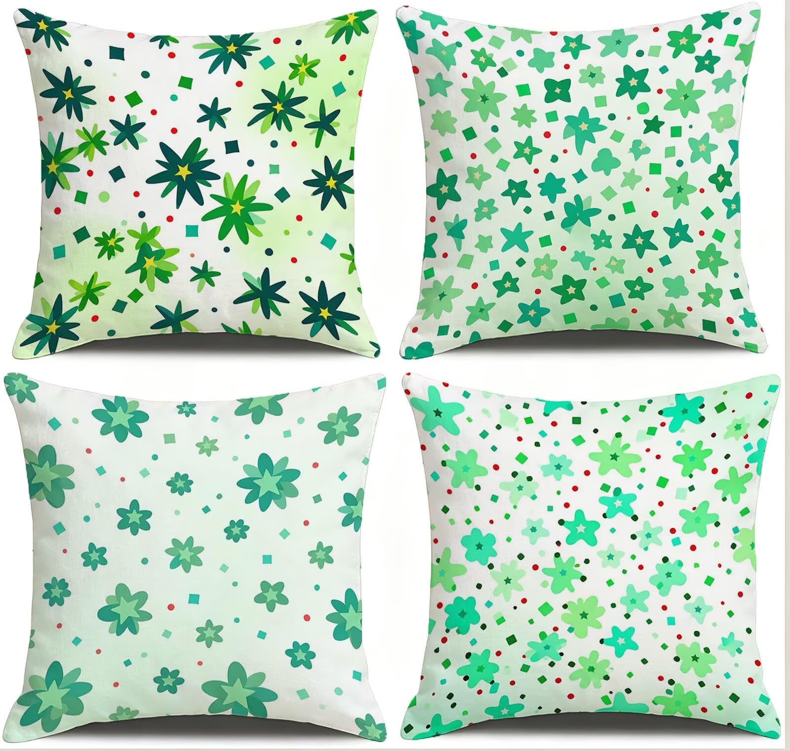 Verde Federe Cuscini Divano 50x50cm, Cuscini da Esterno Set de 4, Cod-71 | Velour Copricuscini Decorativi Letto Arredo, per Letto, Soggiorno, Giardino, Esterno, Casa Decorazione Set di 4 Pianta