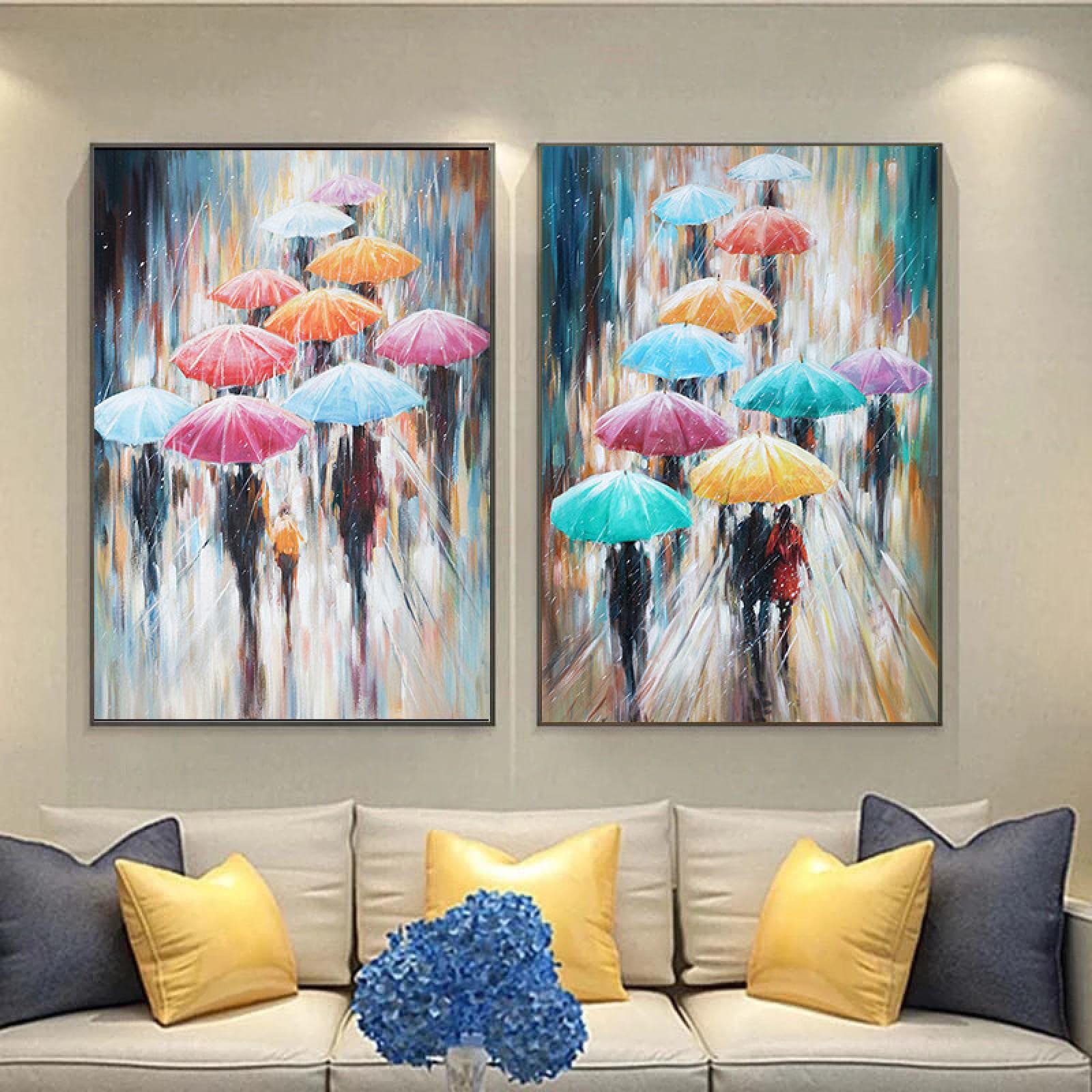 Amazon｜通りのポスターの雨の中の傘を持つキャラクターは印象主義者の  