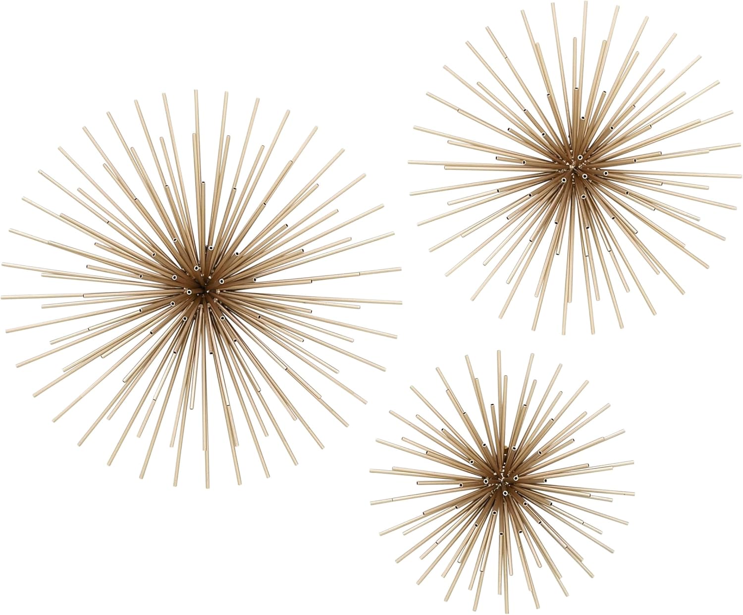 Golden Radiance Metal Starburst Wall Sculptures, Set of 3