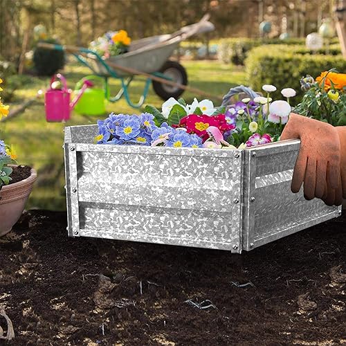 Miniatura 9 de Pure Garden Kit de cama de jardín elevada y soporte para plantas con hierro galvanizado ajustable para cultivar flores, verduras, hierbas, 23.5