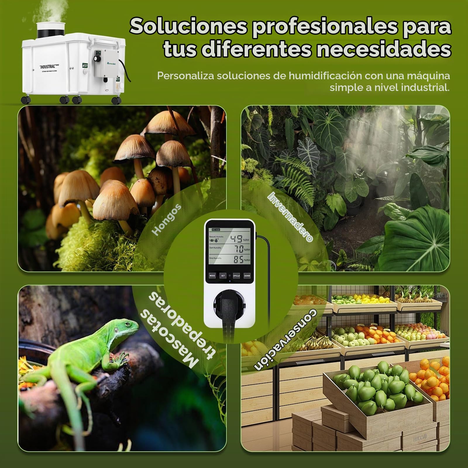 Mxmoonant Nebulizador ultrasónico 10L/H, DIY industrial, volumen ajustable | alimentación automática, interruptor humedad para cultivo de setas y talleres