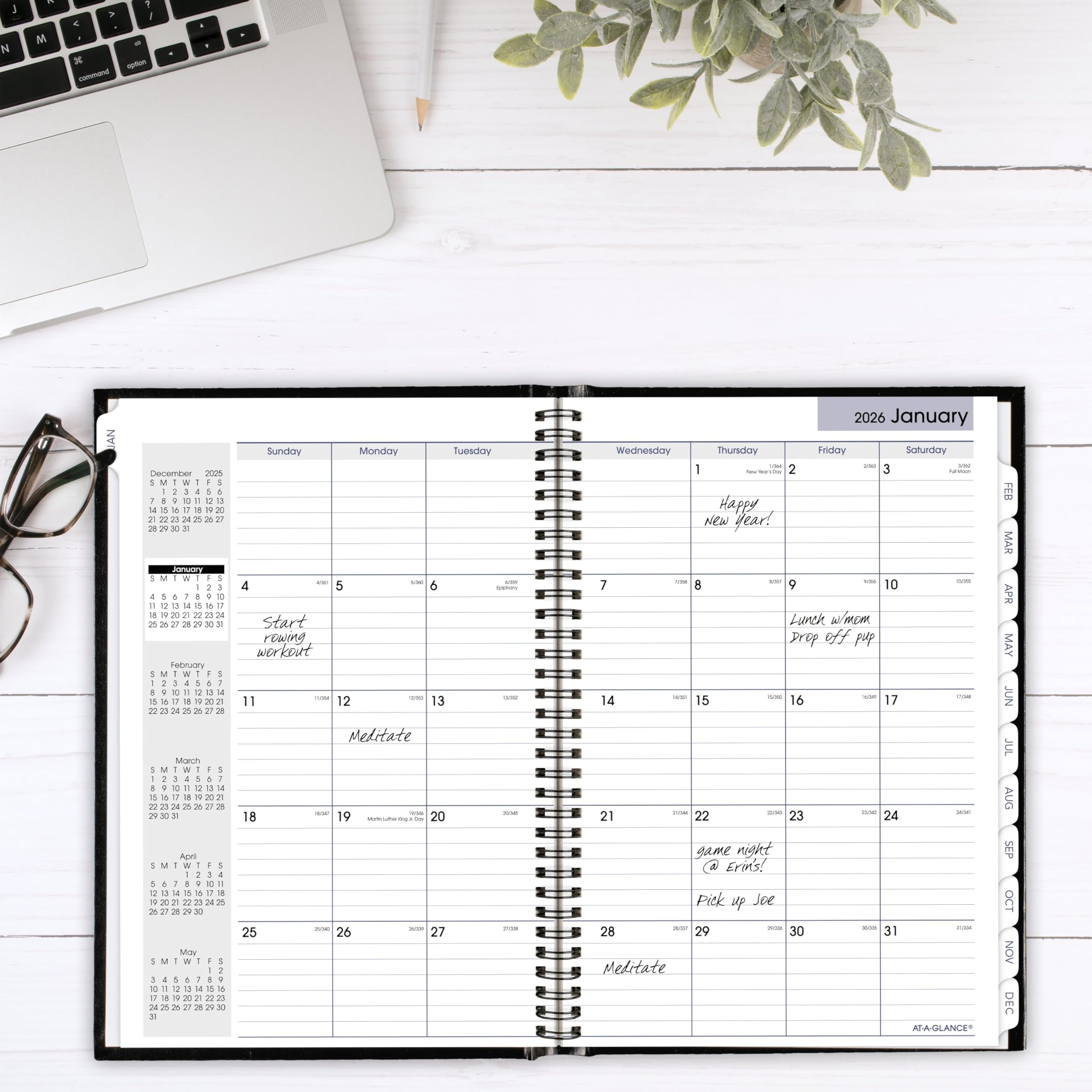 AT-A-GLANCE Agenda 2026, mensile, 20,3 x 29,8 cm, grande, copertina rigida, DayMinder, nero (G470H0026)