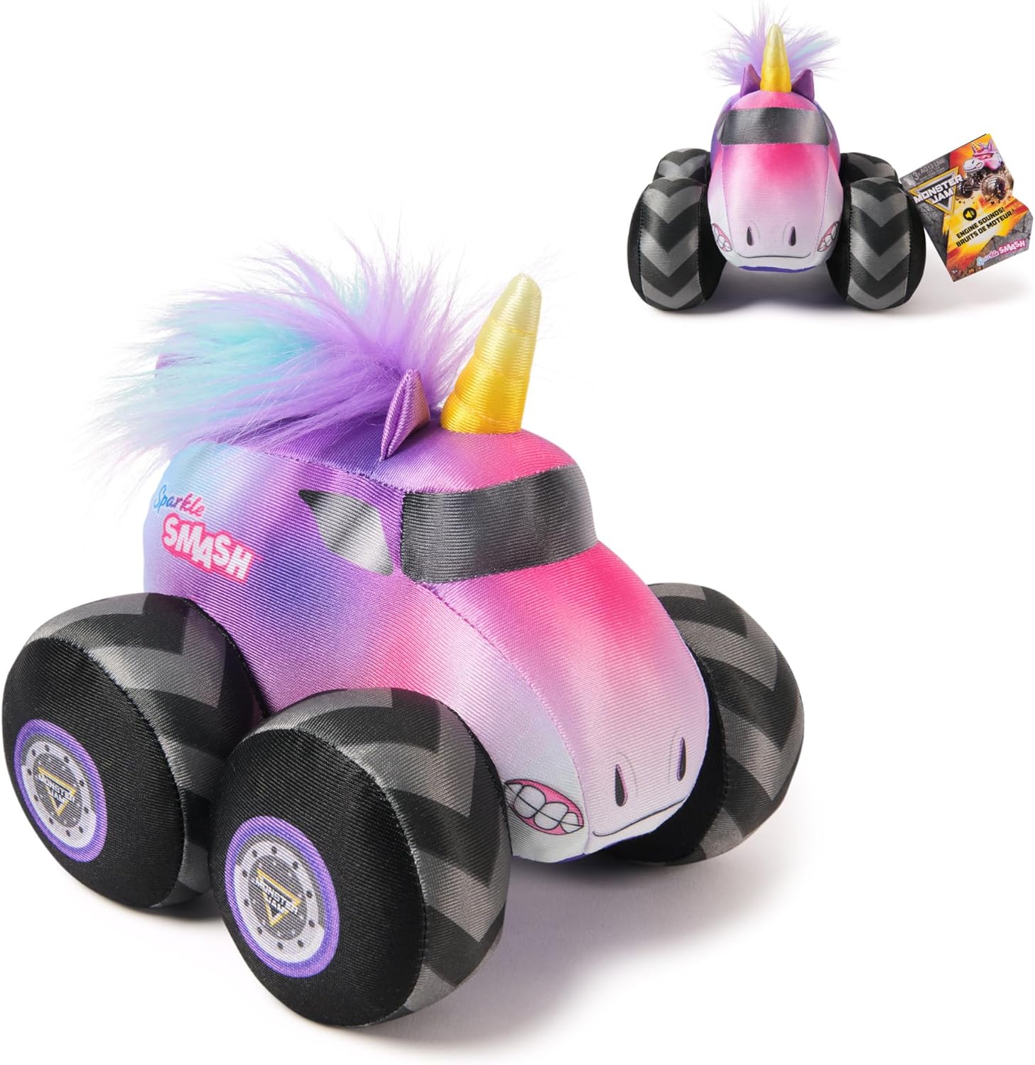 Monster Jam Official 7-inch Plush Truck with Engine Sounds Sparkle Smash