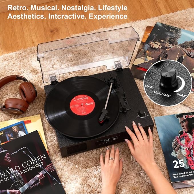 Tocadiscos con altavoces y grabación USB Bluetooth miniatura 9