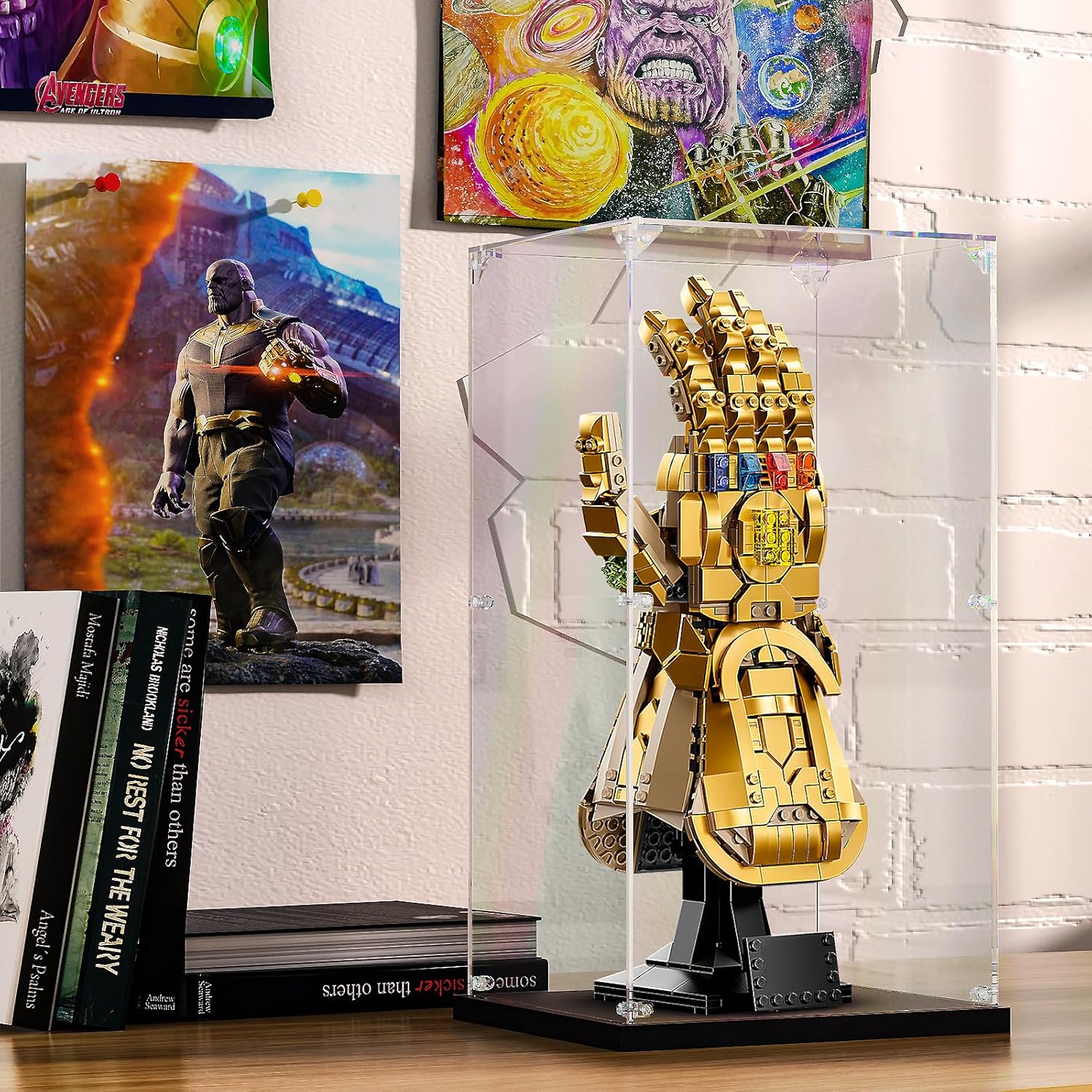 KOLIPI Acrylic Display Case for Lego Infinity Gauntlet 76191 Nano Gauntlet 76223 Clear Acrylic Display Box for Showcasing Figures Doll Toys Collectibles (7.5x6.3x14.2 inch, 19x16x36 cm)