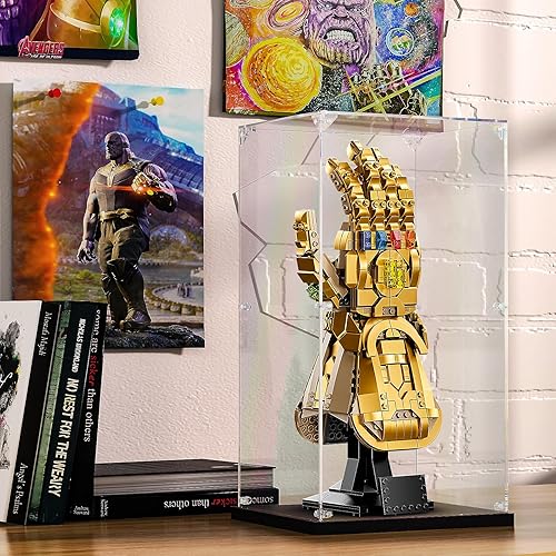 Miniatura 25 de Caja de exhibición para guantes de boxeo KOLIPI con respaldo de espejo y base, caja de exhibición acrílica para guante de boxeo de tamaño completo,