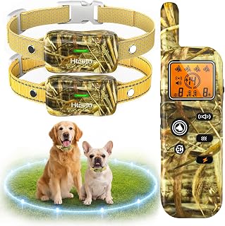 Htcuto Wireless Dog Fence System for 2 Dogs, 2-in-1 Electric Dog Fence and Remote Training Collar, 25–3500FT Adjustable Boundary, 6000FT Range, IPX7 Waterproof Receivers, Outback