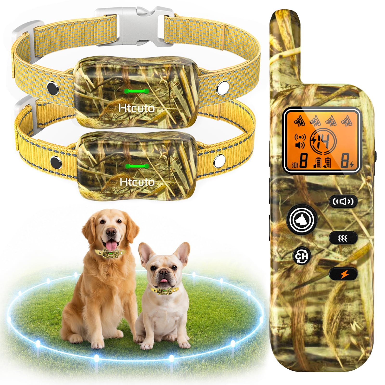 Htcuto Wireless Dog Fence System for 2 Dogs Oak