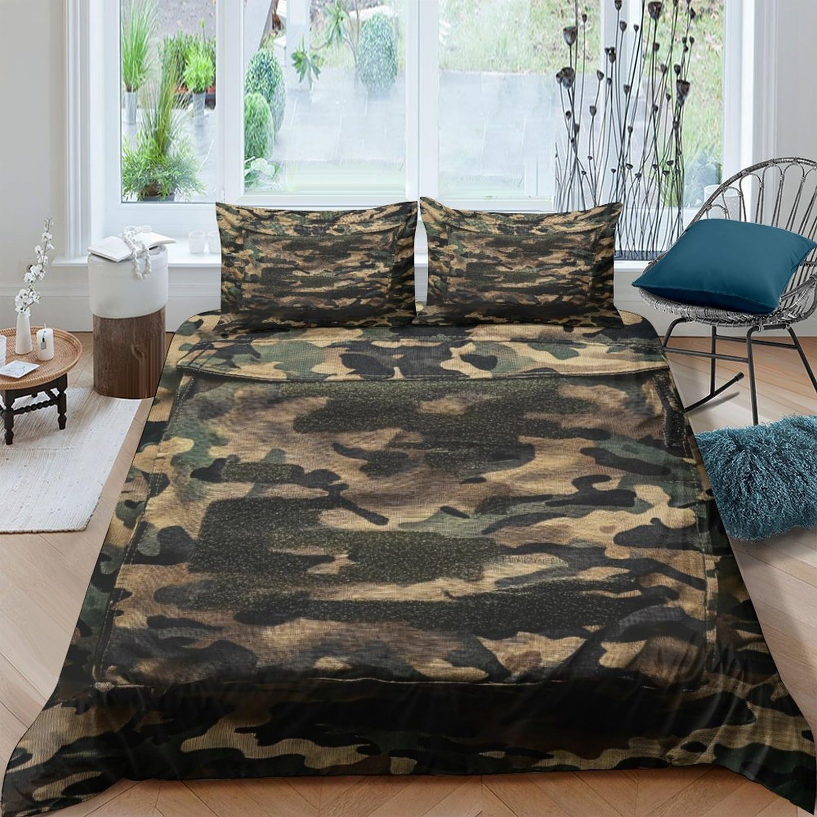 Ctjqhvkz Style-5 3D Printed Camouflage Fitted Sheet Microfiber Soft Breathable Jungle Forest Bed Cover For Bedroom Dorm Mattress Decor Single（135X200cm）