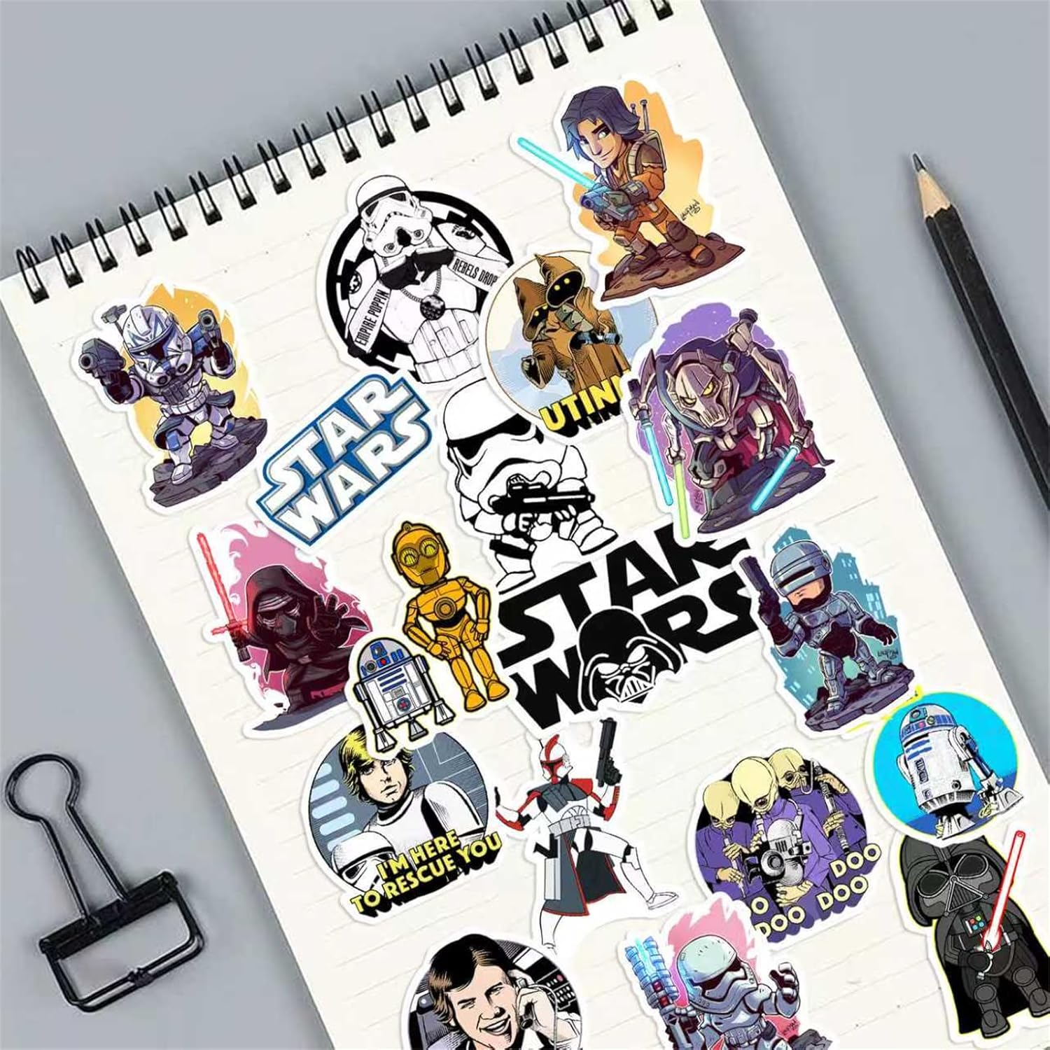 100PCS Star Wars Stickers Cool Stickers Pack Cartoon Cool Character Movie Deals Waterproof Vinyl Water Bottles Laptop Movie Sticker for Party Décor (XQ100) - Image 4