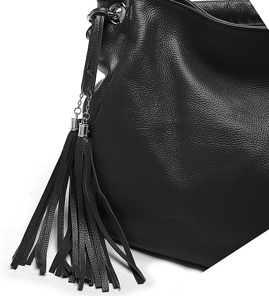 100% Soft Genuine Leather Ladies Shoulder Bags Tassel Women's Handbag Slouchy Bag Hobo Crossbody