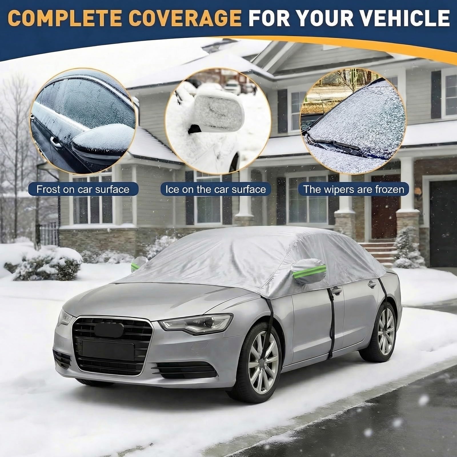 Wasserdicht Halbgarage für Auto Sommer für Ford Fusion 2005-2020 Autoabdeckung Abdeckplane Auto All Weather, Wasserdicht Staubdicht Sonnenschutz Wetterfest und Laub(Silber)