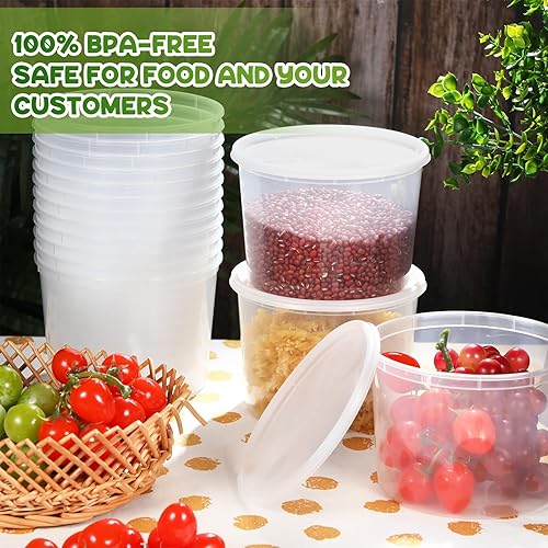 Miniatura 5 de 60 juegos de recipientes de plástico con tapas, recipientes de almacenamiento de alimentos, tazas de sopa, a prueba de fugas, microondas,