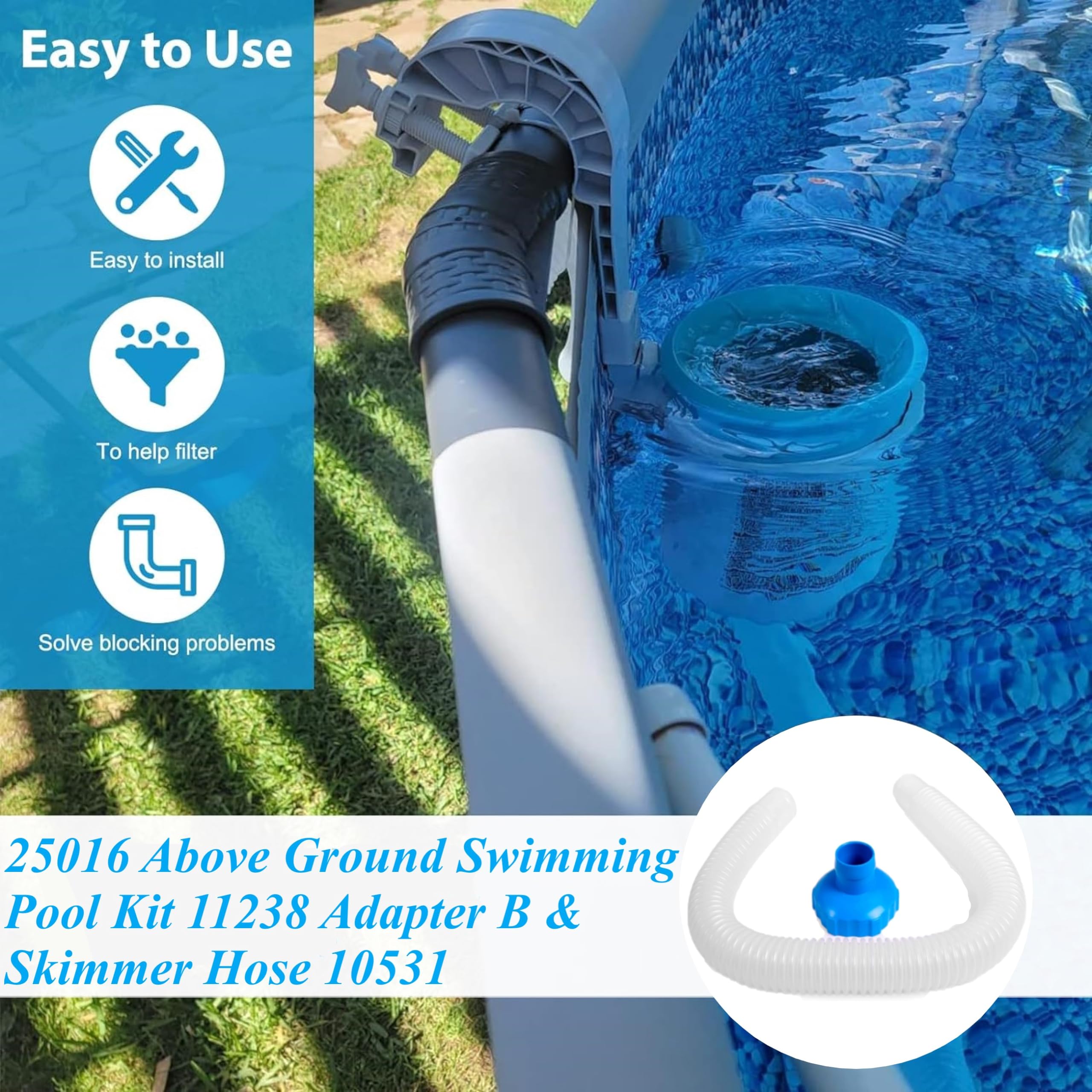 Adaptador Y Manguera De Skimmer para Piscina, Ø 1,5 Pulgadas Intex 25016 Kit Accesorios Tubo para Desnatador Piscina Surface Skimmer de Superficie 28000E, 28335EH