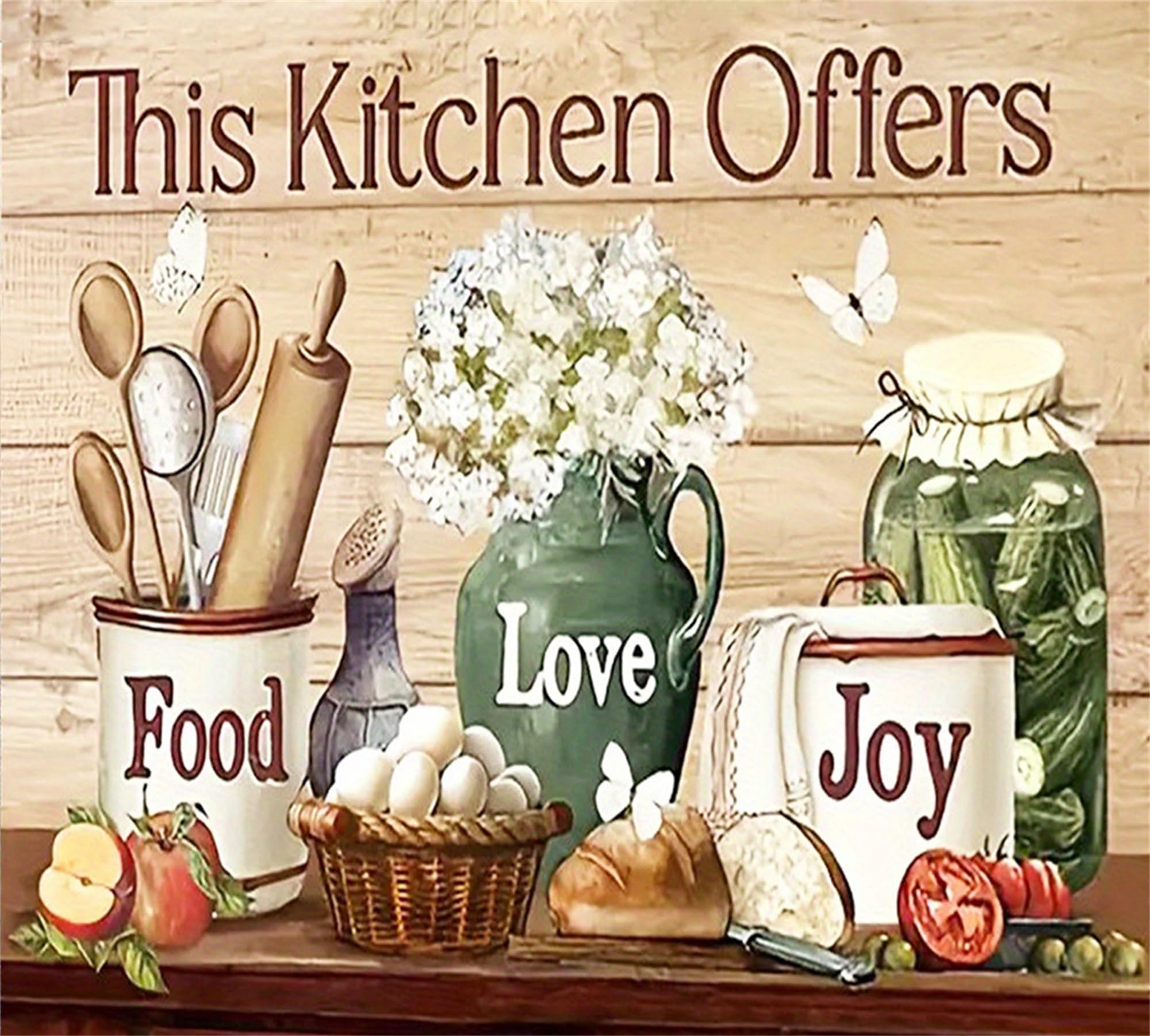 Xiangxujia Kitchen Paint by Numbers Kit for Adults,Frameless DIY Painting Kits on Canvas,Utensils Color by Numbers,Large Frameless Adult Paint by Number for Gifts,Home Wall Decor