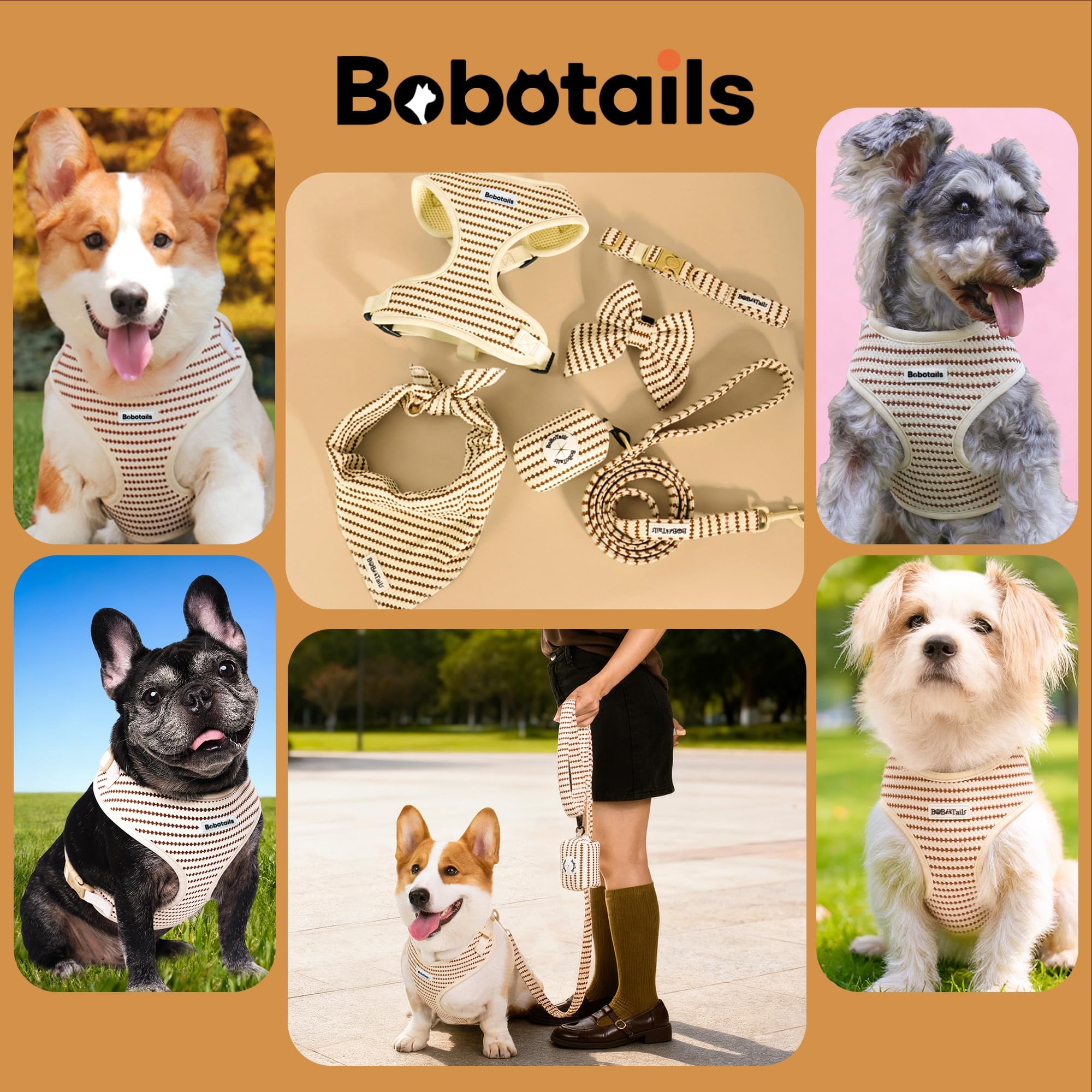 Arnés sin tirones para perros pequeños y medianos, chaleco ajustable con clip lateral, suave, transpirable, arneses de moda para caminar, correr, ir de compras (beige, XXS)