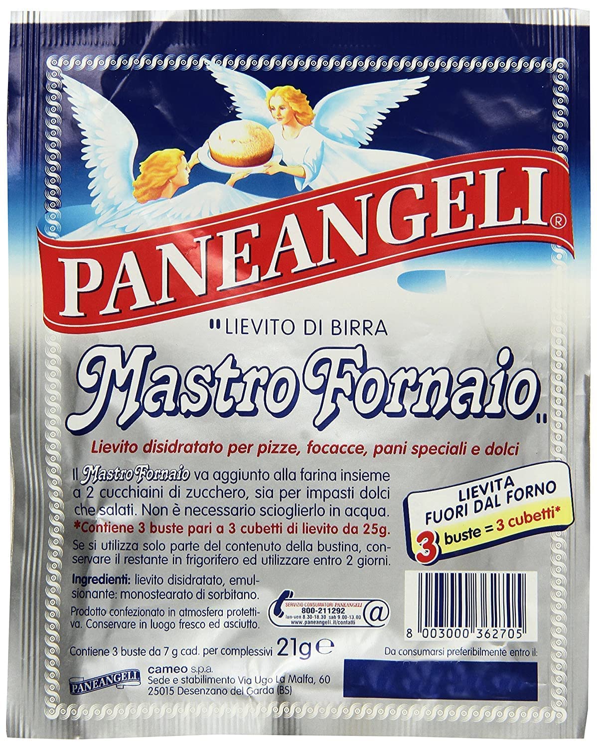 24x Paneangeli Lievito di Birra MastroFornaio Brauhefe Hefe für süß und herzhaft 6 Beutel à 7g ( 42g ) dehydrierte Hefe 100% Italienisches Produkt