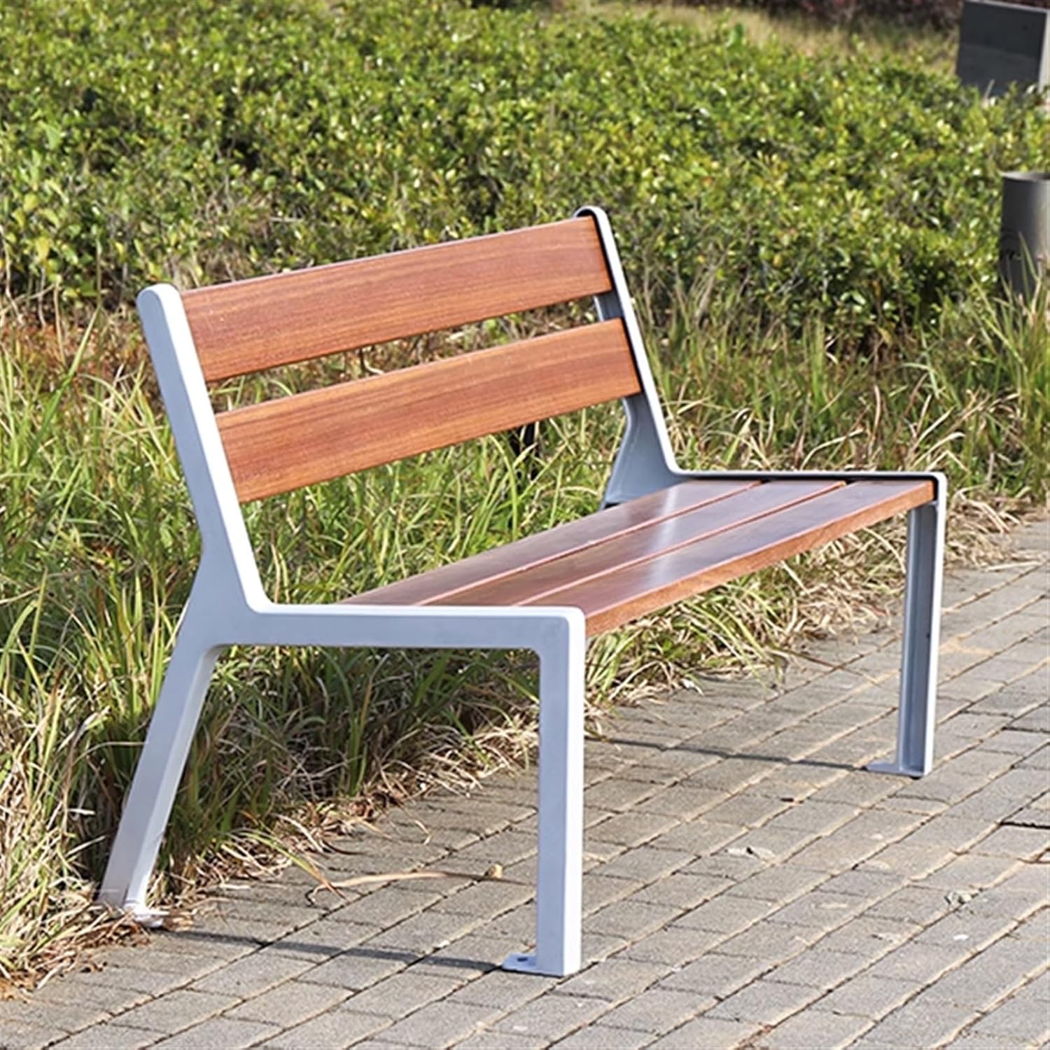 bancas de Patio Exterior 59.0 Inch Outdoor Park Chair, Outdoor Terrace Bench Hardware Flat Noodles Seat and Backrest, Cast Aluminum