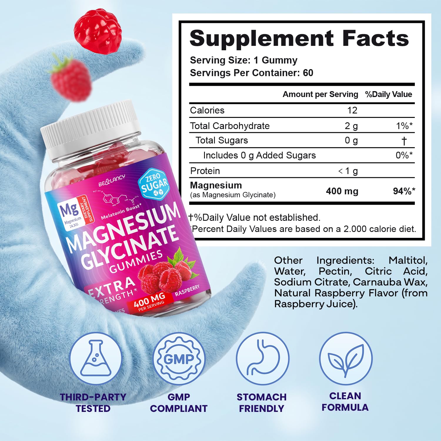 Magnesium Glycinate 400mg Gummies - Extra Strength, Men & Women, 60 Ct — Amazon image 9