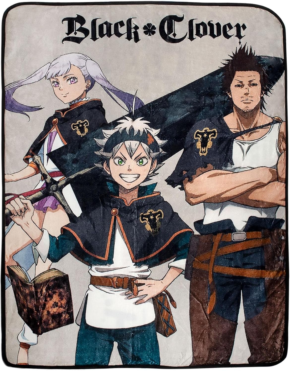 JUST FUNKY Black Clover Blanket, Fleece Throw Bed Blanket, 45 X 60 inches