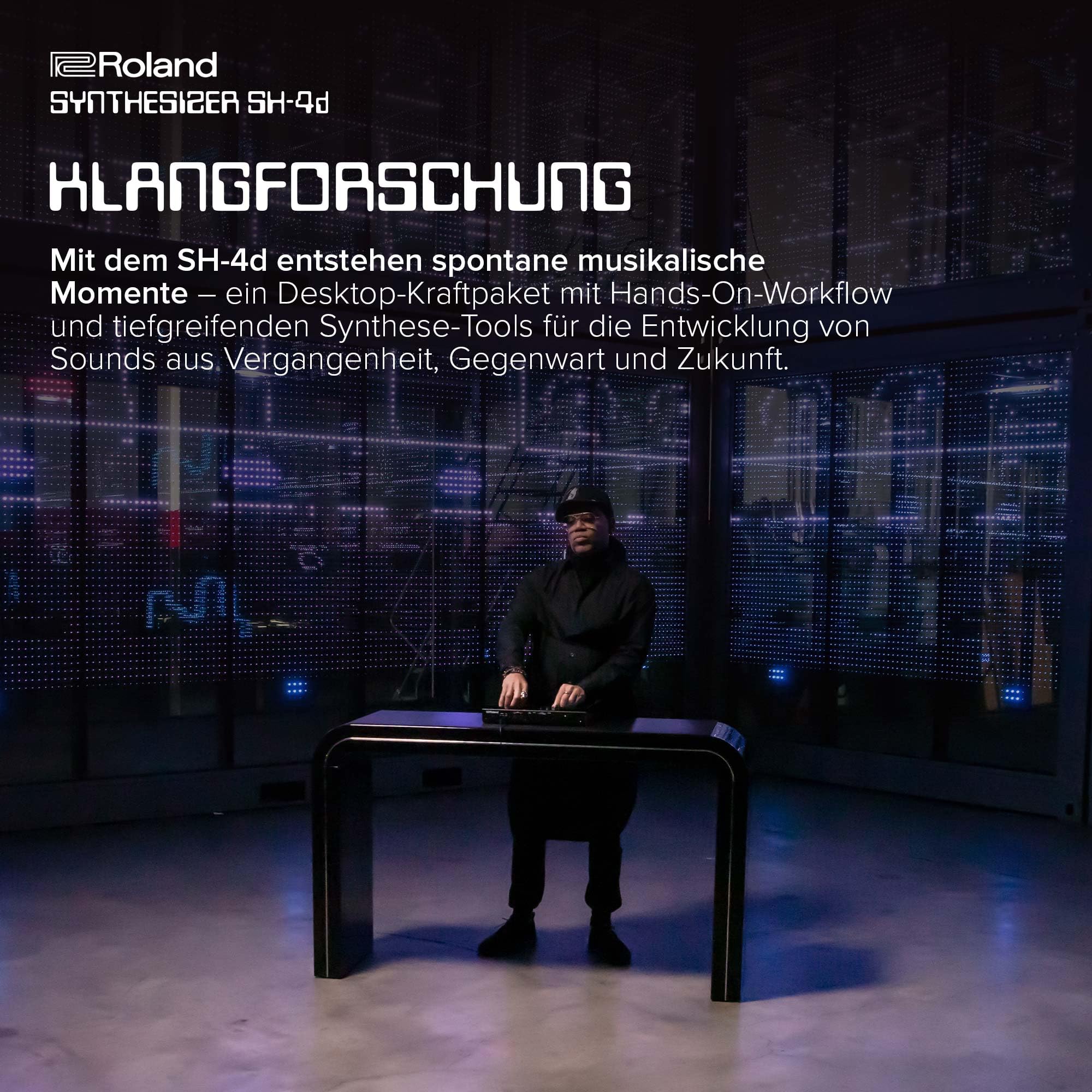 Roland SH-4d kompakter Desktop-Synthesizer | 11 OSC-Modelle | professionelle Sounddesign-Werkzeuge | geeignet für Studio & Live | Hands-On-Workflow | zahlreiche Effekte