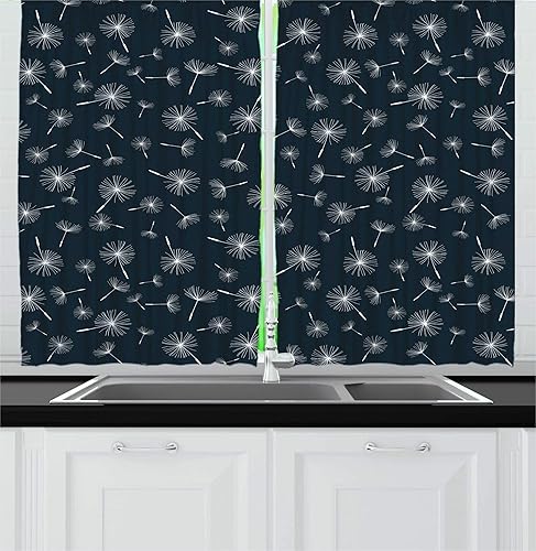 Miniatura 11 de Ambesonne Cortinas de cocina de vino, siluetas abstractas de copas de vino con puntos, bebidas alcohólicas, modernas, juego de 2 paneles para Negro