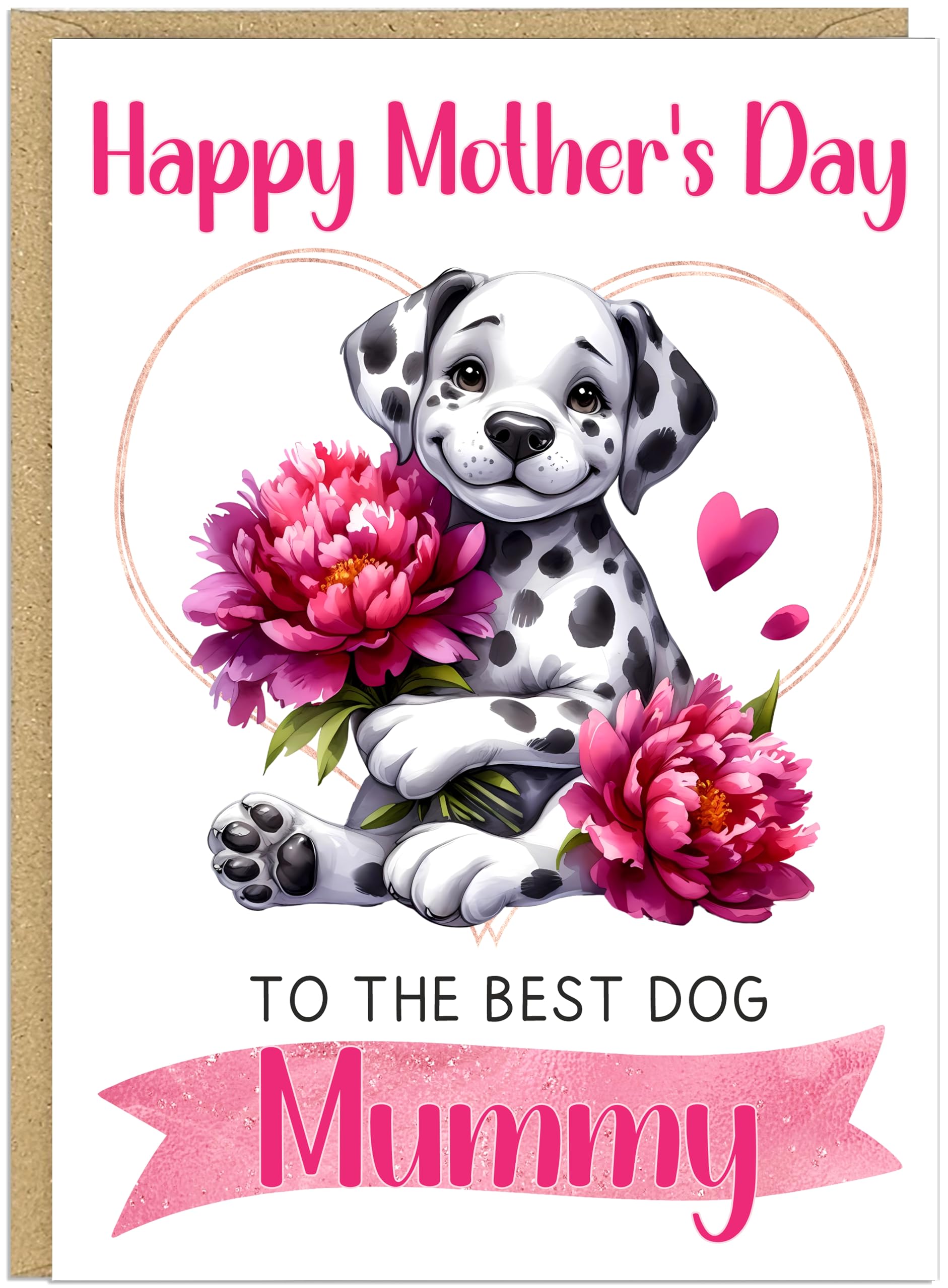 Personalised Doggy Mum Mother's Day Cards Custom Own Name With 24 Dog Breeds Happy Mother's Day The Best Dog Mummy Pet Owner Greetings Card (Dalmatian)