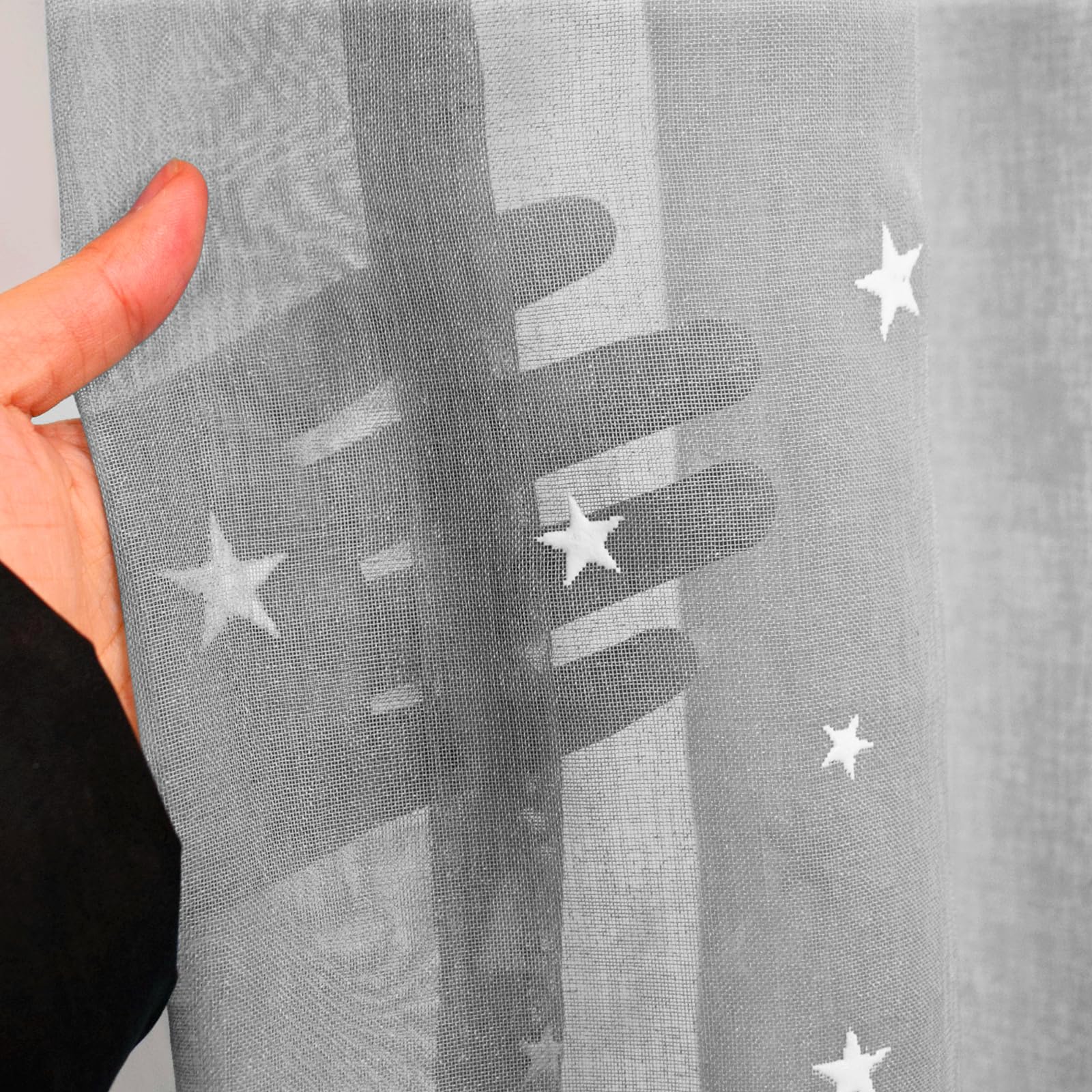 Cortinas de Estrellas Que Brillan en la Oscuridad, Cortinas de Metal de 96 Pulgadas de Largo para la Decoración de la Habitación de los Niños, 2 Panels/Grey