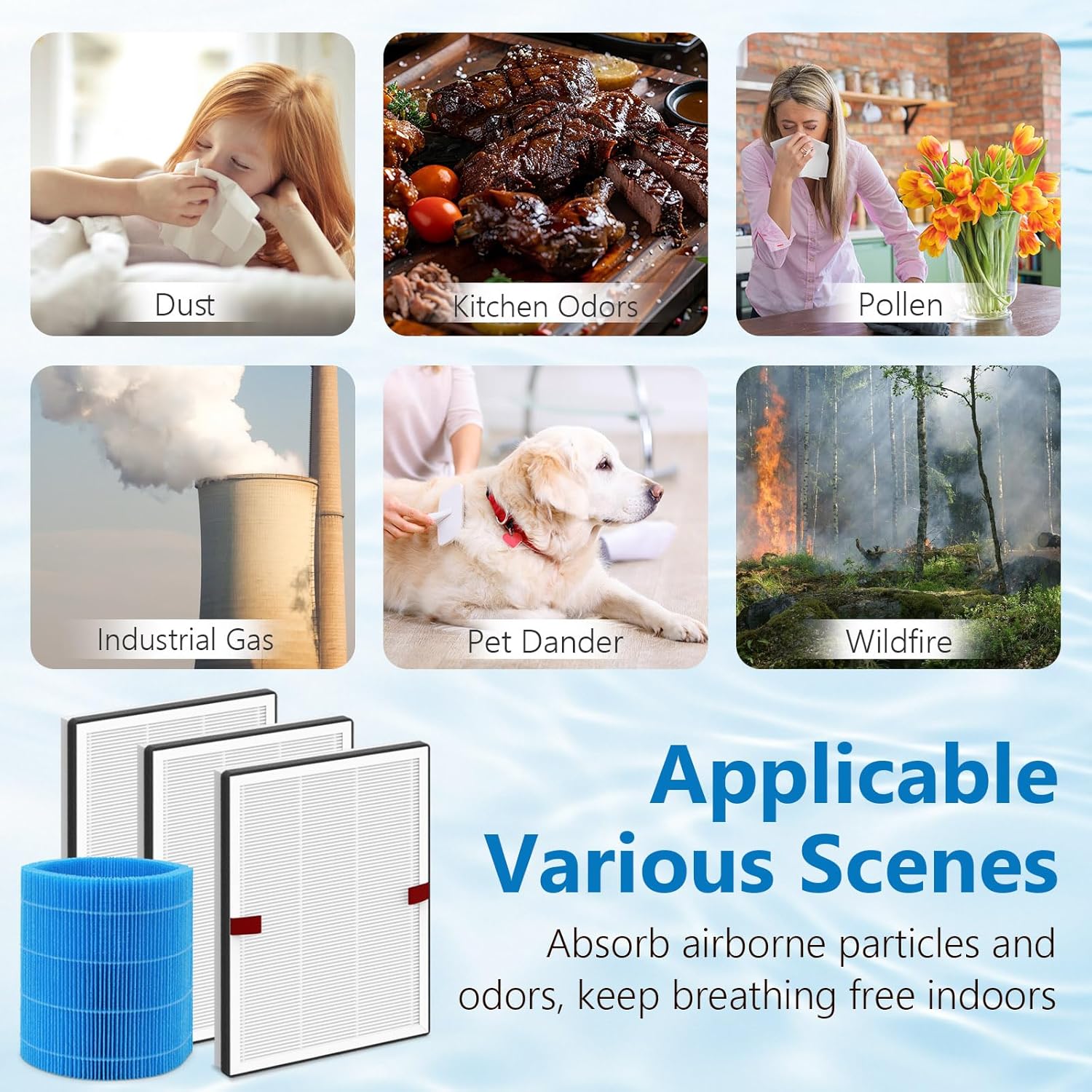 DH3i Replacement Filters Compatible with Blueair 2-in-1 Purify + Humidify | 3 Particle Filters + 1 Wick Filter - Image 8