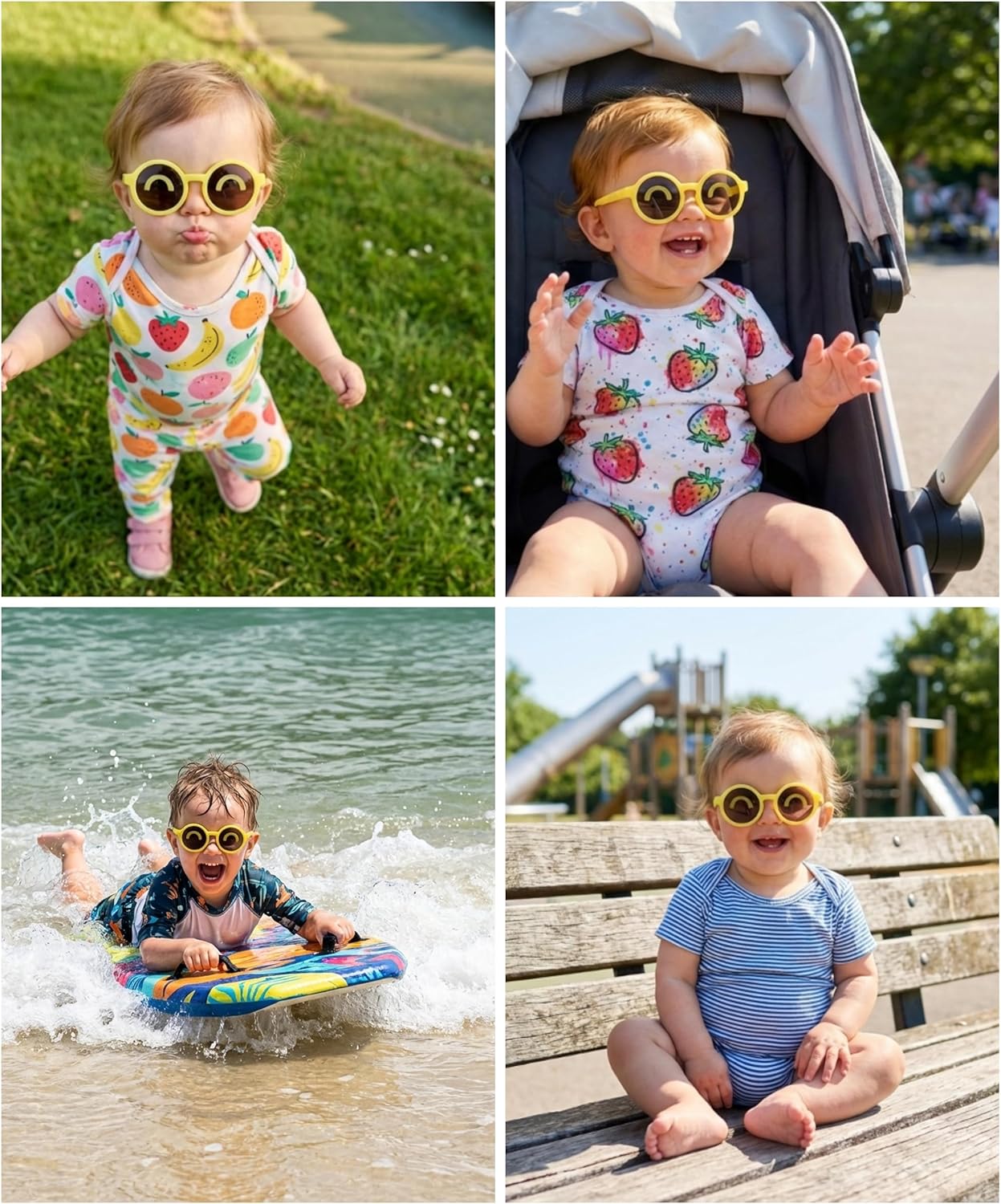 SMILEYWORLD Baby Sunglasses with Strap UV Protection Flexible Toddler Infant Silicone Sunglasses for Boy & Girl 0-24 Months