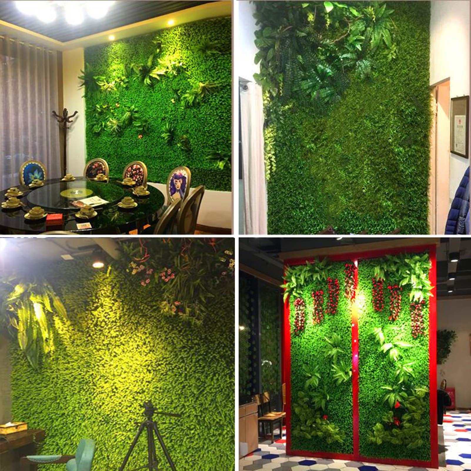 VEVOR Kunstmatige buxuspaneel UV, buxus heggenwandpanelen, kunstgras achtergrond muur 4 cm groene grasmuur, nep-heg voor decor privacyhek binnen, buiten (24 x 16, groen, 24