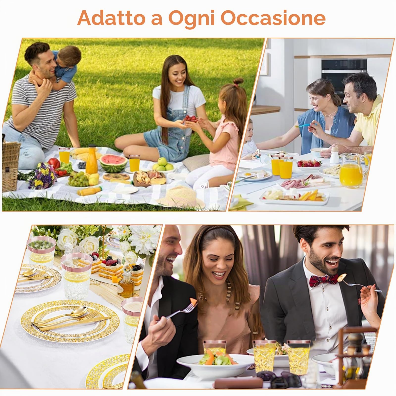 Auauraintt 50 Bicchieri Di Plastica Con Rivestimento lucido metallizzato, 280 ml, In PS, Riutilizzabili, Eleganti Bicchieri Da Vino Per Champagne e Birra, Cocktail, Martini, Soda Dessert (Oro rosa)