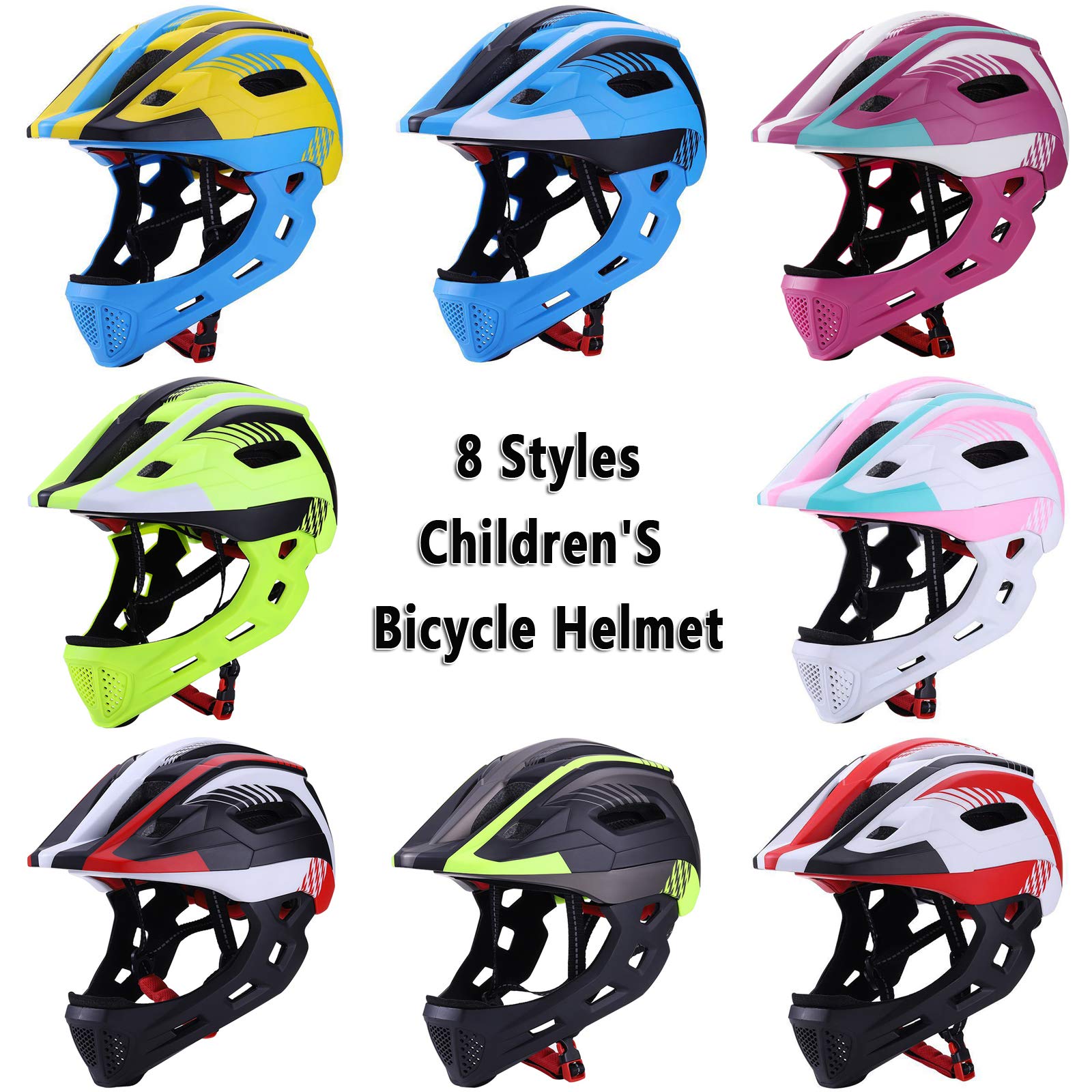 Casque Intégral Vélo Pour Enfant - Protection Complète Avec Mentonnière Amovible - Pour Draisienne, Skate, Rollers - Taille Ajustable 48-54 Cm - 7