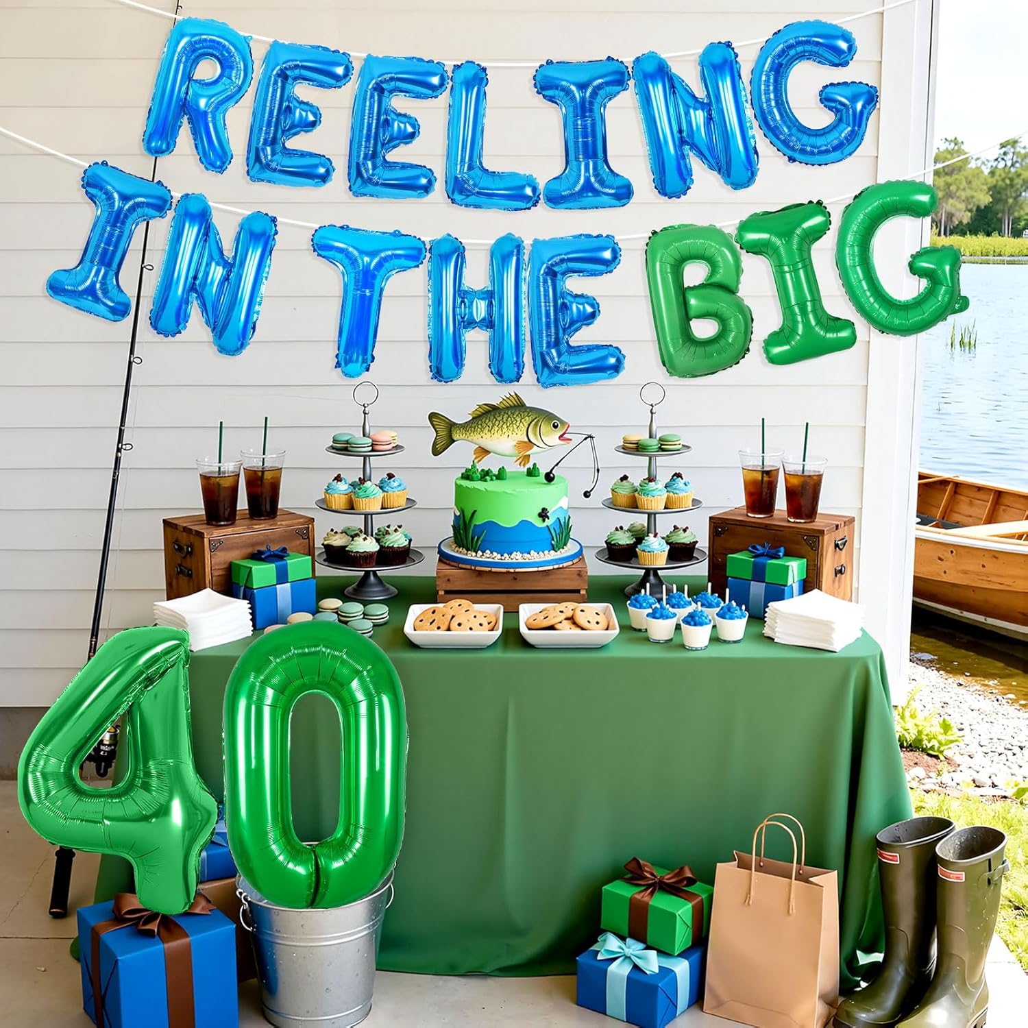 40th Fishing Birthday Party Decorations Reeling in The Big 40 Decor Balloon Banner Fortylicious Gone Fishing Birthday Decor Fisherman Themed Bday Banner for Ofishally 40 Years Old Party