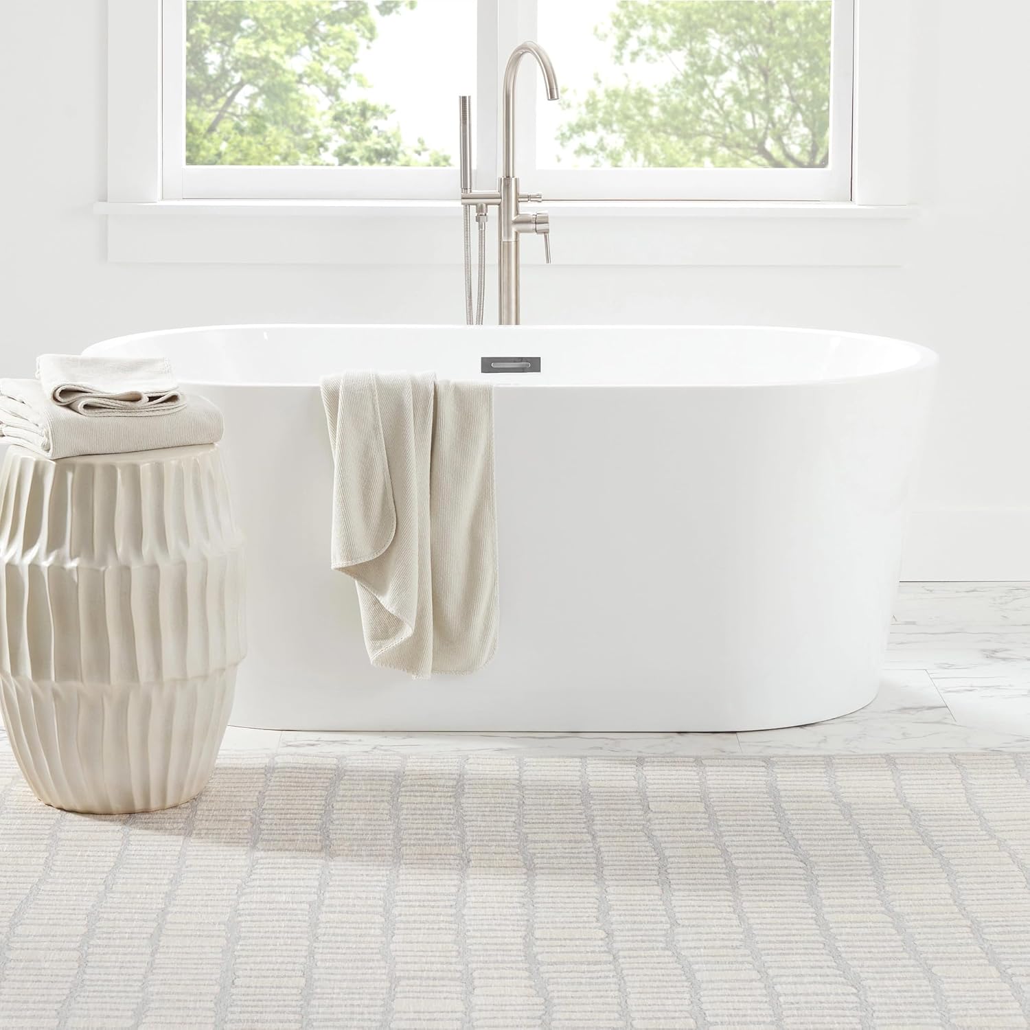 Dash & Albert x Marie Flanigan Roark Ivory Machine Washable Rug, 3 X 5 Feet, Grey Geometric Pattern - Premium Luxury Hotel Quality Soft Breathable Hypoallergenic Machine Washable Easy Care All