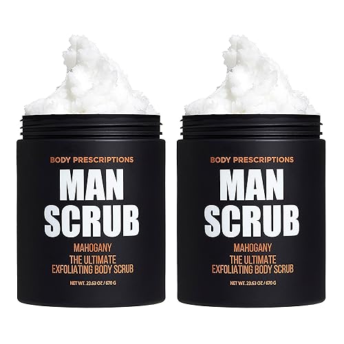 Body Prescriptions Exfoliante corporal para hombres  Lavado limpiador definitivo de la piel en tarro con tapa giratoria, para todo tipo de piel, 21