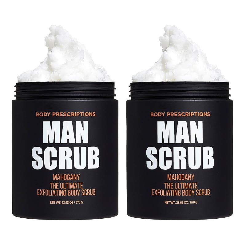 Esfoliante corporal masculino Body Prescriptions Mahogany, pote com tampa rosqueável, 21,06 oz, pacote com 2