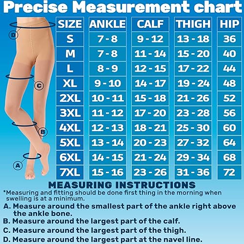 Miniatura 3 de (3 pares) Medias de compresión para mujer con punta abierta 20-30mmHg - Venas varicosas