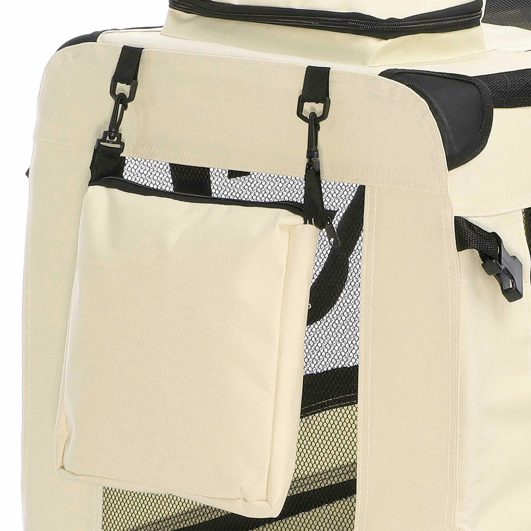 Fudajo Składany transporter dla psa i kota XL 82x56x58 cm beżowy klatka transportowa z poduszką do 20 kg