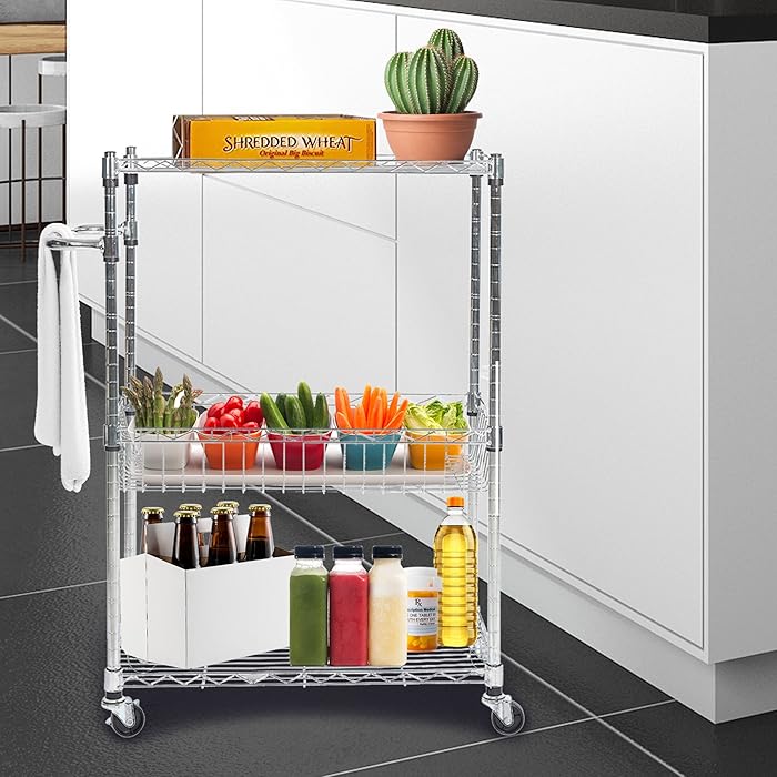 Buy Livebest 3tier Wire Rolling Heavy Duty Cart Adjustable Shelf